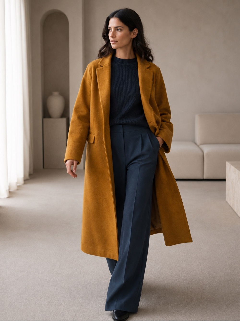 NWT!! Topshop Lily Knit Back Midi Coat 🧥 | Mustard | Size 12